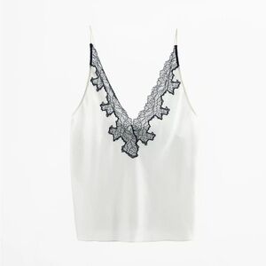 ZARA Chic White Lace-Accent Cami Top